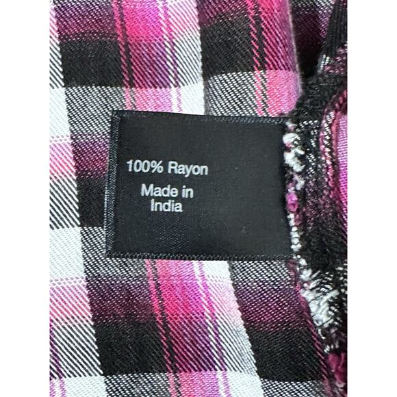 Lane Bryant Plaid Roll Tab Sleeve Button Up Shirt Size 22/24 90s Grunge Rayon - Picture 5 of 8